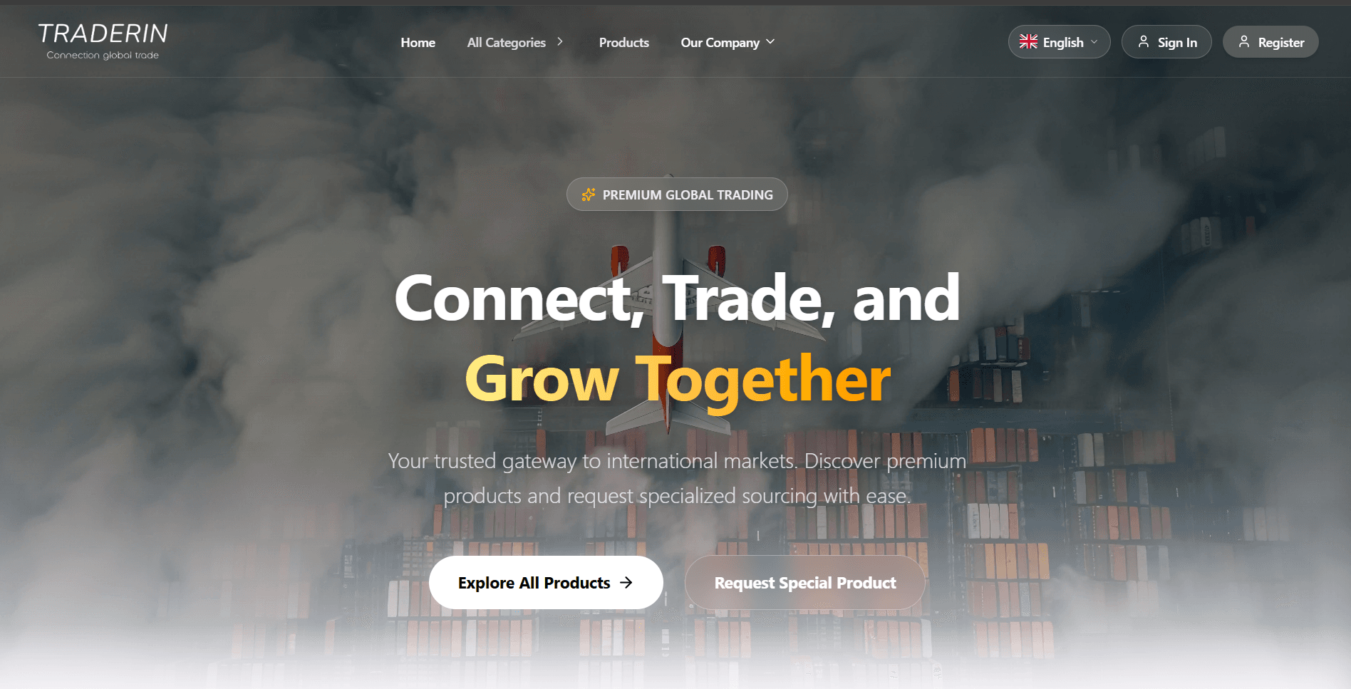 Trader In home page: “Connect, Trade, and Grow Together”